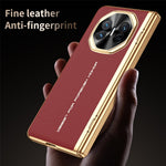For Huawei Mate X5 Case PU Leather+PC Electroplating Phone Cover with Tempered Glass Screen Film