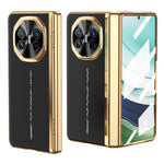 For Huawei Mate X5 Case PU Leather+PC Electroplating Phone Cover with Tempered Glass Screen Film