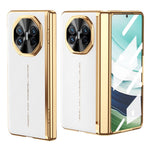 For Huawei Mate X5 Case PU Leather+PC Electroplating Phone Cover with Tempered Glass Screen Film