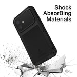 LOVE MEI For iPhone 16 Case with Tempered Glass Film Metal+Silicone Phone Cover