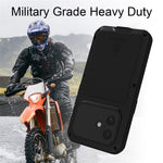 LOVE MEI For iPhone 16 Case with Tempered Glass Film Metal+Silicone Phone Cover
