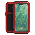 LOVE MEI For iPhone 16 Case with Tempered Glass Film Metal+Silicone Phone Cover