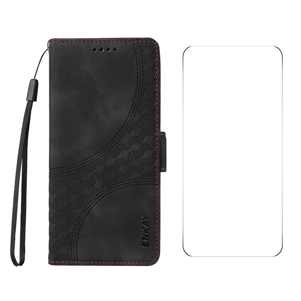 ENKAY för Xiaomi Redmi K70 Ultra plånboksfodral i PU-läder med stativ och härdat glas