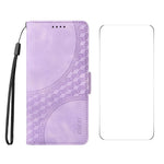 ENKAY For Xiaomi 14T Pro Wallet Case  Imprint PU Leather Phone Stand Cover with Tempered Glass