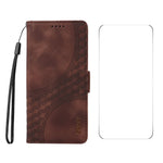 ENKAY For Xiaomi 14T Pro Wallet Case  Imprint PU Leather Phone Stand Cover with Tempered Glass