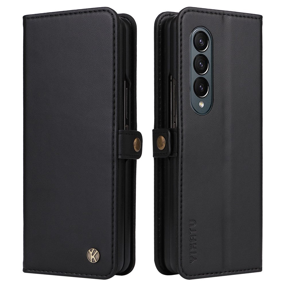 YIKATU YK-001 magnetisk PU-lædercover til Samsung Galaxy Z Fold4 5G, støttefod, inderetui i TPU, stødsikkert flipetui, tegnebogsetui
