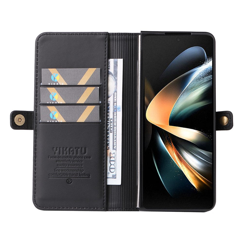 YIKATU YK-001 magnetisk PU-lædercover til Samsung Galaxy Z Fold4 5G, støttefod, inderetui i TPU, stødsikkert flipetui, tegnebogsetui