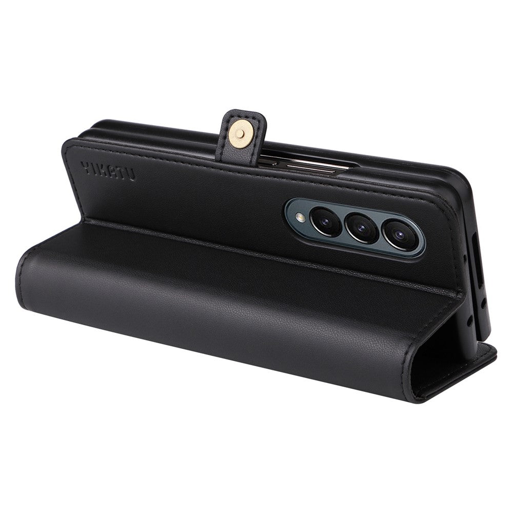 YIKATU YK-001 magnetisk PU-lædercover til Samsung Galaxy Z Fold4 5G, støttefod, inderetui i TPU, stødsikkert flipetui, tegnebogsetui