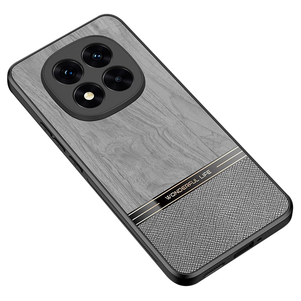 For Xiaomi Redmi Note 14 Pro+ 5G Case Wood Texture Leather Coated TPU Phone Protective Cover