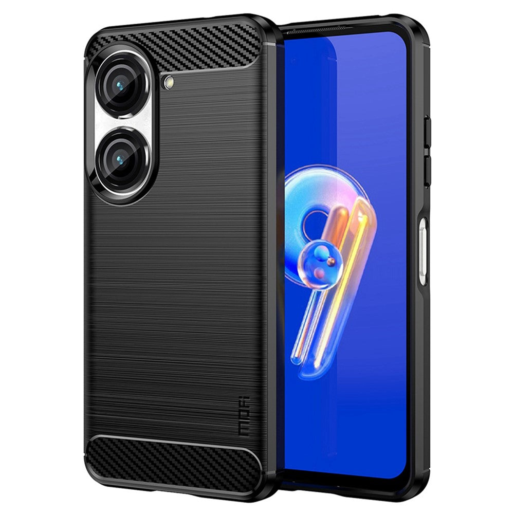 MOFI JK TPU Serie-1 til Asus Zenfone 9 5G Børstet Overflade Kulfiber Telefoncover Stødsikkert Beskyttende TPU Etui