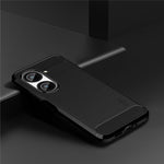 MOFI JK TPU Serie-1 til Asus Zenfone 9 5G Børstet Overflade Kulfiber Telefoncover Stødsikkert Beskyttende TPU Etui