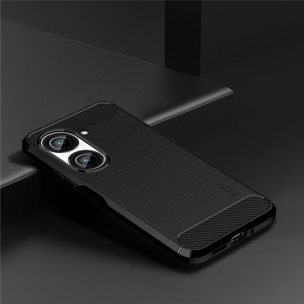 MOFI JK TPU Serie-1 til Asus Zenfone 9 5G Børstet Overflade Kulfiber Telefoncover Stødsikkert Beskyttende TPU Etui