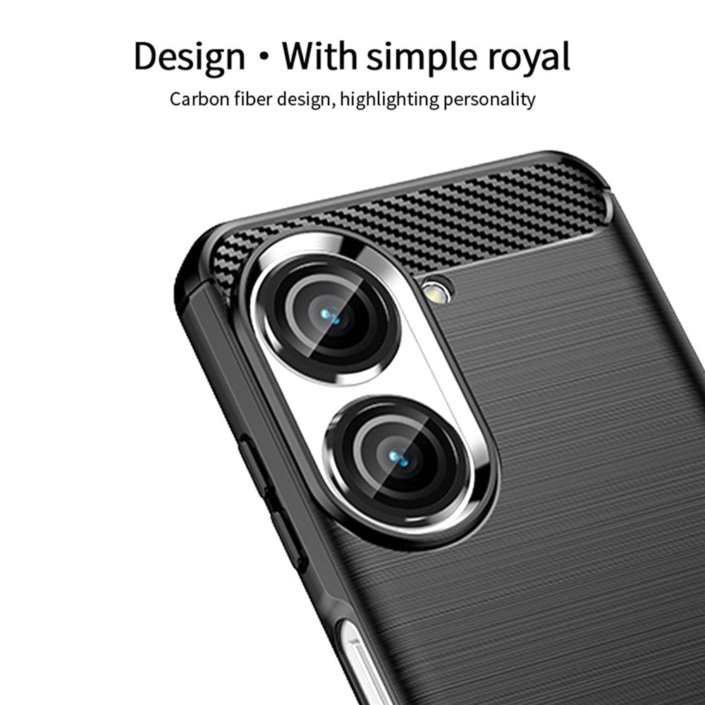 MOFI JK TPU Serie-1 til Asus Zenfone 9 5G Børstet Overflade Kulfiber Telefoncover Stødsikkert Beskyttende TPU Etui