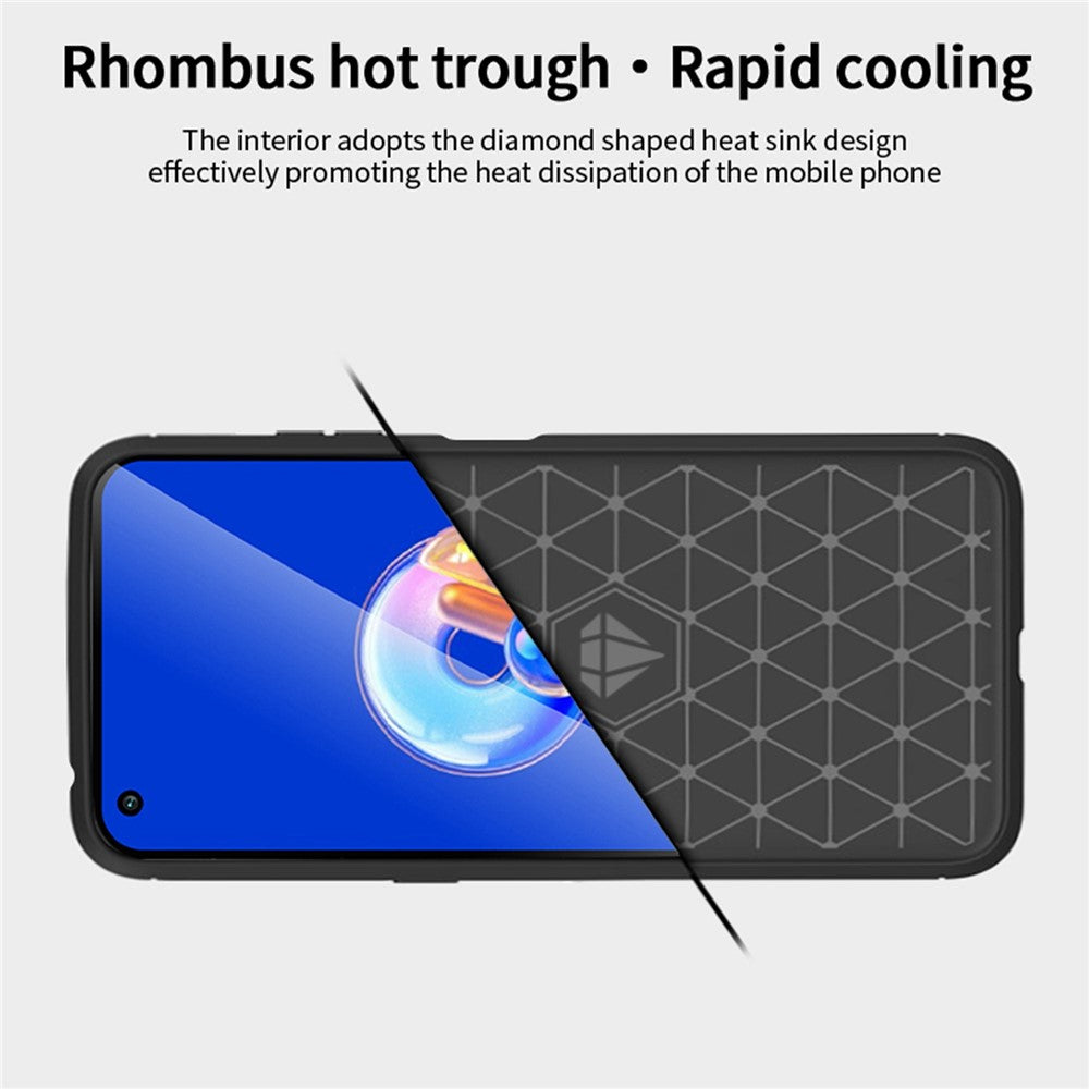MOFI JK TPU Serie-1 til Asus Zenfone 9 5G Børstet Overflade Kulfiber Telefoncover Stødsikkert Beskyttende TPU Etui