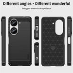 MOFI JK TPU Serie-1 til Asus Zenfone 9 5G Børstet Overflade Kulfiber Telefoncover Stødsikkert Beskyttende TPU Etui
