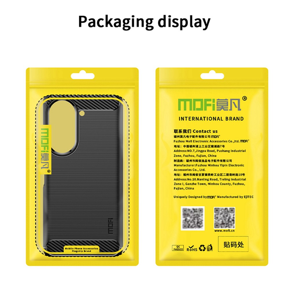 MOFI JK TPU Serie-1 til Asus Zenfone 9 5G Børstet Overflade Kulfiber Telefoncover Stødsikkert Beskyttende TPU Etui