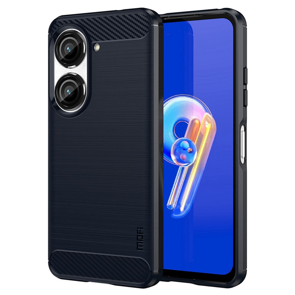 MOFI JK TPU Serie-1 til Asus Zenfone 9 5G Børstet Overflade Kulfiber Telefoncover Stødsikkert Beskyttende TPU Etui