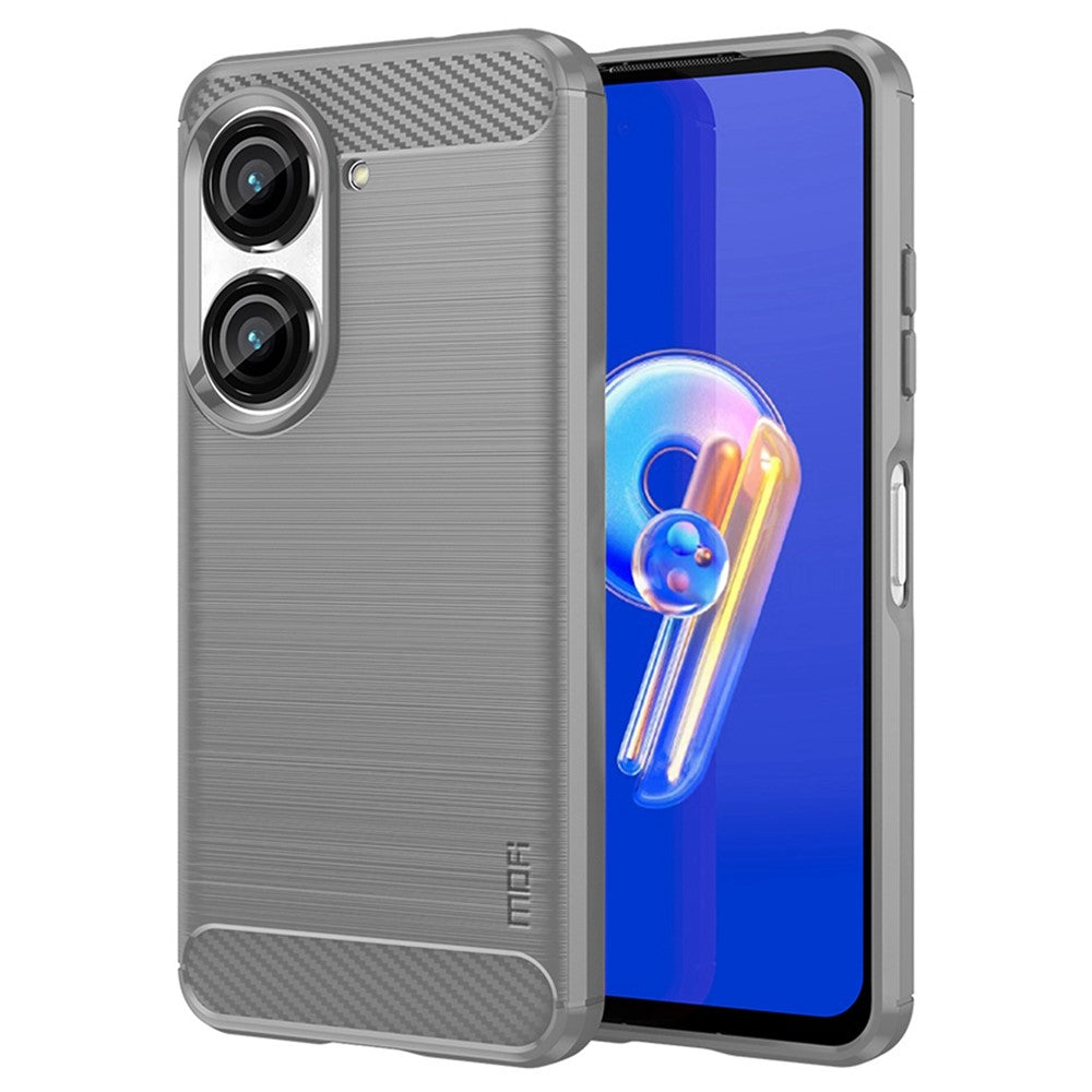MOFI JK TPU Serie-1 til Asus Zenfone 9 5G Børstet Overflade Kulfiber Telefoncover Stødsikkert Beskyttende TPU Etui