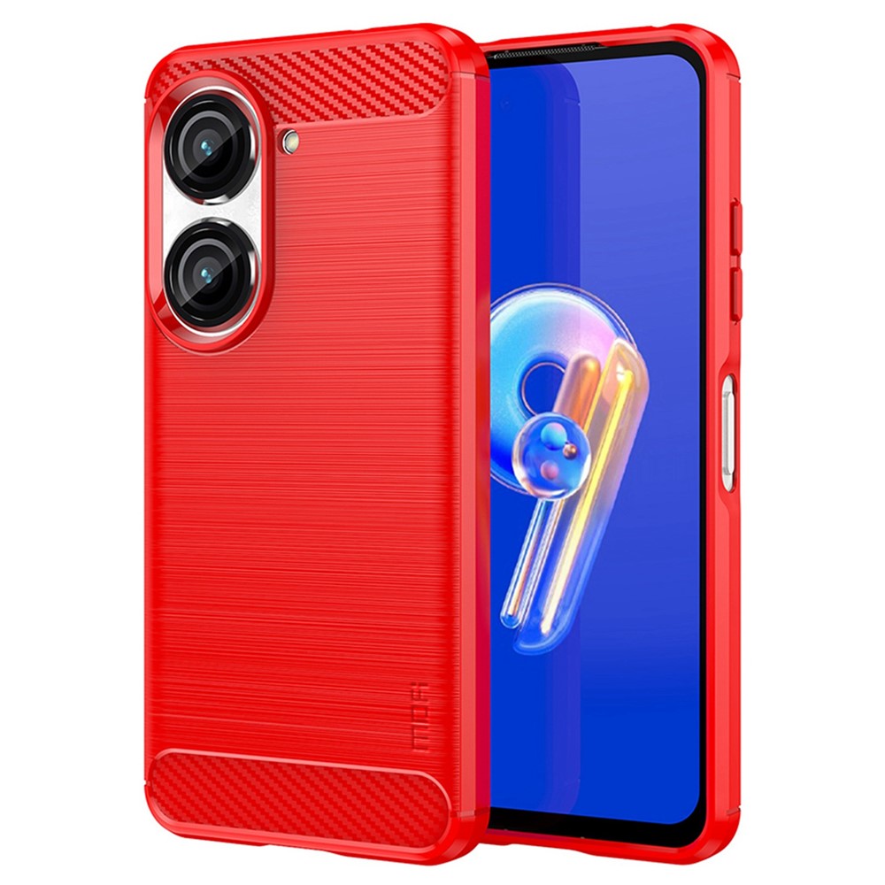 MOFI JK TPU Serie-1 til Asus Zenfone 9 5G Børstet Overflade Kulfiber Telefoncover Stødsikkert Beskyttende TPU Etui