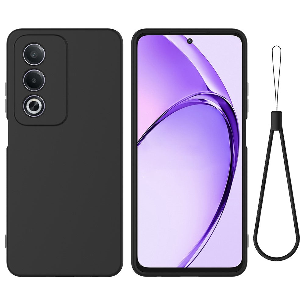 For Oppo A80 5G Case Liquid Silicone Anti-Scratch Phone Cover with Hand Strap