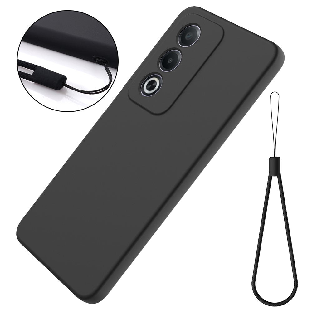 For Oppo A80 5G Case Liquid Silicone Anti-Scratch Phone Cover with Hand Strap