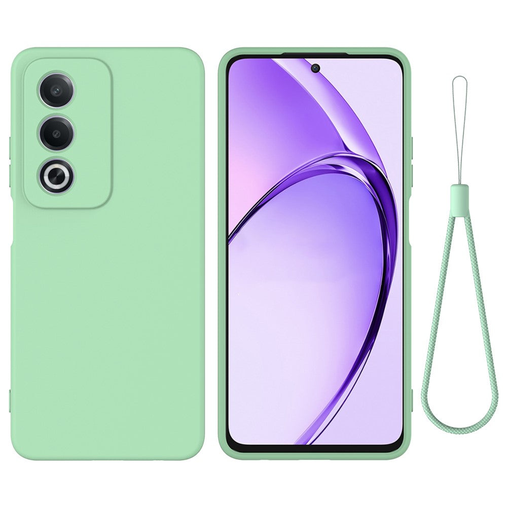 For Oppo A80 5G Case Liquid Silicone Anti-Scratch Phone Cover with Hand Strap