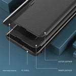 Til Samsung Galaxy A16 5G / A16 4G Etui med visningsvindue i PU-læder og standerfunktion