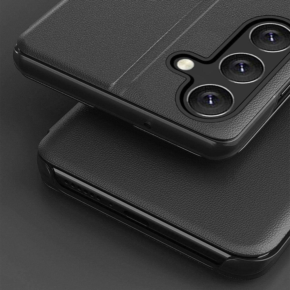 Til Samsung Galaxy A16 5G / A16 4G Etui med visningsvindue i PU-læder og standerfunktion