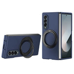 For Samsung Galaxy Z Fold3 5G Magnetic Case Ring Kickstand Hard PC Cover with Tempered Glass Screen Film