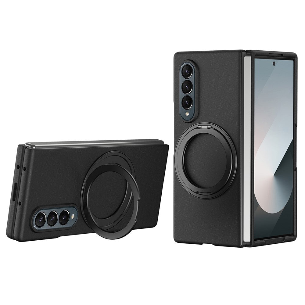 For Samsung Galaxy Z Fold4 5G Magnetic Case Ring Kickstand Hard PC Cover with Tempered Glass Screen Film