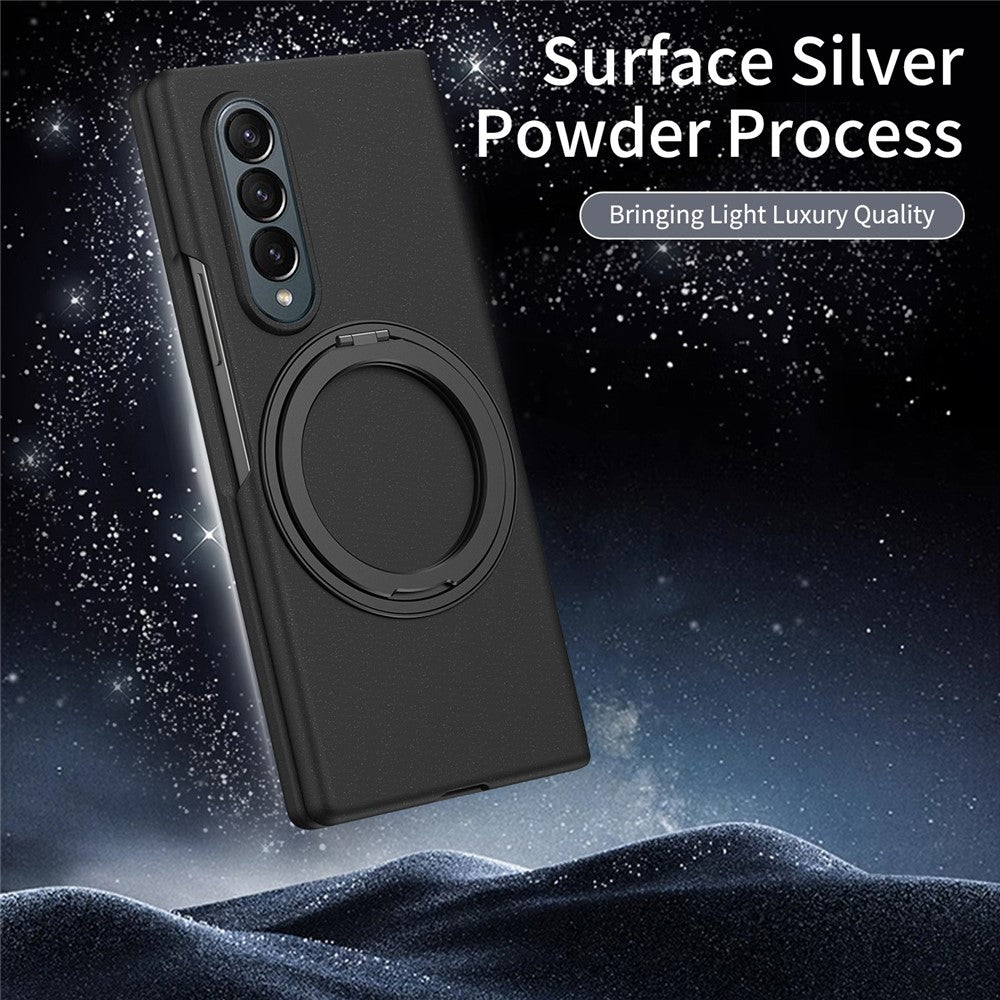 For Samsung Galaxy Z Fold4 5G Magnetic Case Ring Kickstand Hard PC Cover with Tempered Glass Screen Film