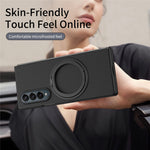 For Samsung Galaxy Z Fold4 5G Magnetic Case Ring Kickstand Hard PC Cover with Tempered Glass Screen Film