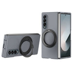 For Samsung Galaxy Z Fold4 5G Magnetic Case Ring Kickstand Hard PC Cover with Tempered Glass Screen Film
