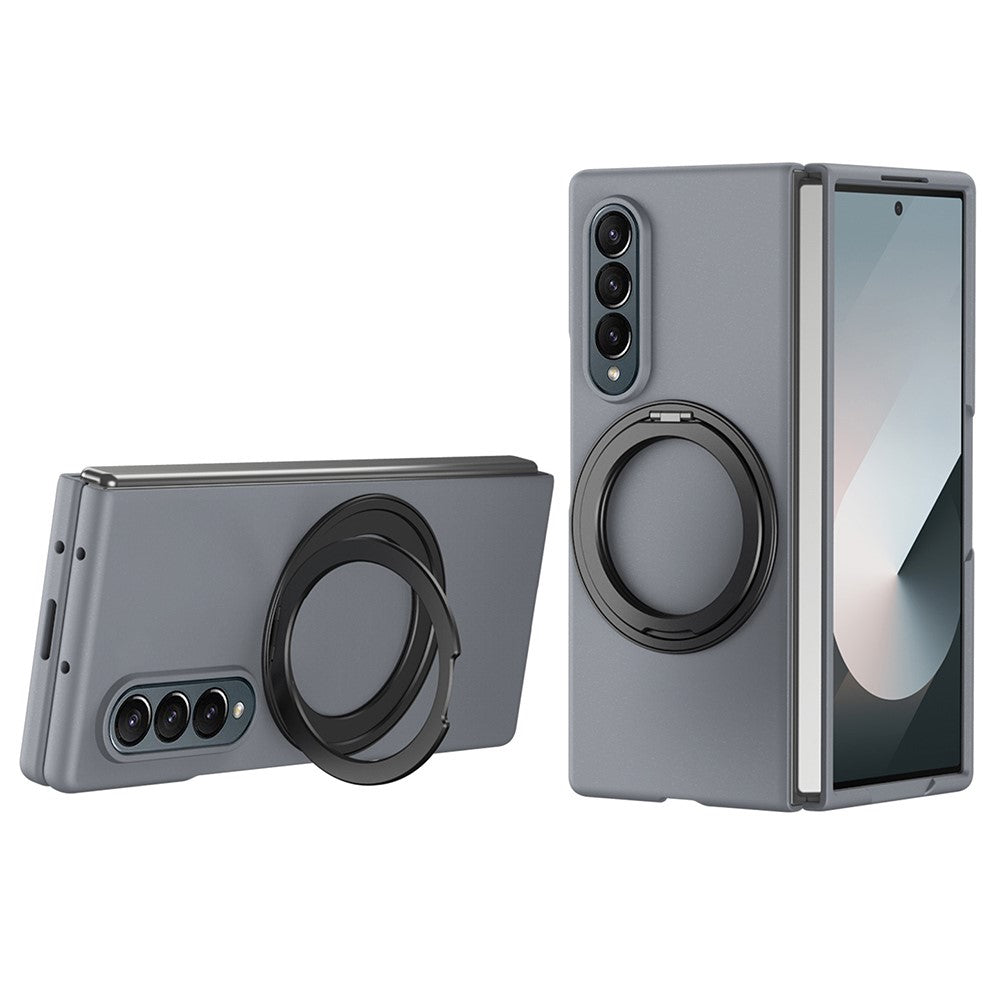 For Samsung Galaxy Z Fold4 5G Magnetic Case Ring Kickstand Hard PC Cover with Tempered Glass Screen Film