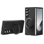 Til Samsung Galaxy Z Fold5 5G Magnetisk Cover Ring Kickstand Hard PC Cover med Skærmbeskyttelse i Hærdet Glas