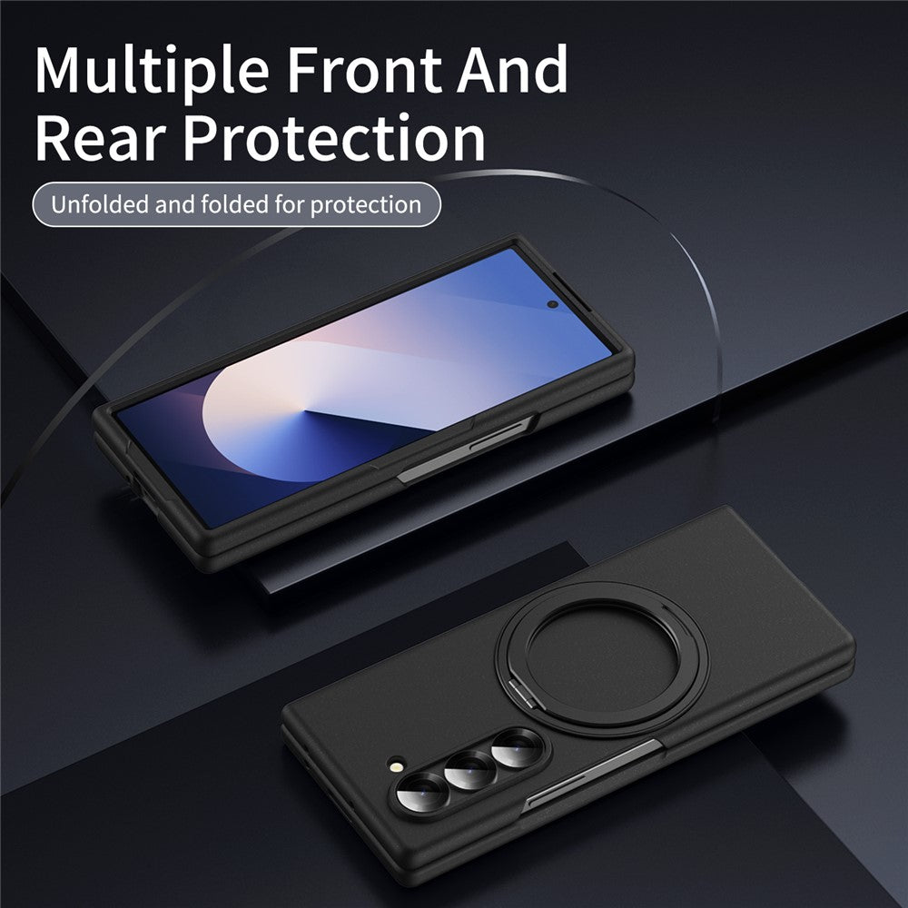 Til Samsung Galaxy Z Fold5 5G Magnetisk Cover Ring Kickstand Hard PC Cover med Skærmbeskyttelse i Hærdet Glas
