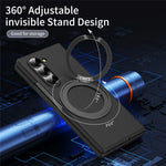 Til Samsung Galaxy Z Fold5 5G Magnetisk Cover Ring Kickstand Hard PC Cover med Skærmbeskyttelse i Hærdet Glas