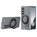 Til Samsung Galaxy Z Fold5 5G Magnetisk Cover Ring Kickstand Hard PC Cover med Skærmbeskyttelse i Hærdet Glas