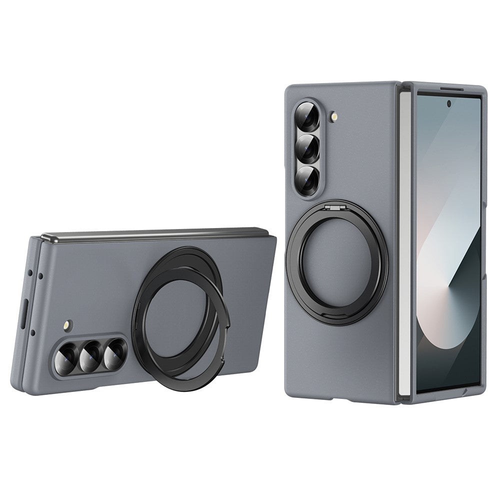Til Samsung Galaxy Z Fold5 5G Magnetisk Cover Ring Kickstand Hard PC Cover med Skærmbeskyttelse i Hærdet Glas