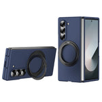 Til Samsung Galaxy Z Fold5 5G Magnetisk Cover Ring Kickstand Hard PC Cover med Skærmbeskyttelse i Hærdet Glas
