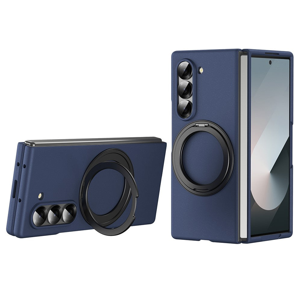 Til Samsung Galaxy Z Fold5 5G Magnetisk Cover Ring Kickstand Hard PC Cover med Skærmbeskyttelse i Hærdet Glas