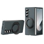 Til Samsung Galaxy Z Fold5 5G Magnetisk Cover Ring Kickstand Hard PC Cover med Skærmbeskyttelse i Hærdet Glas