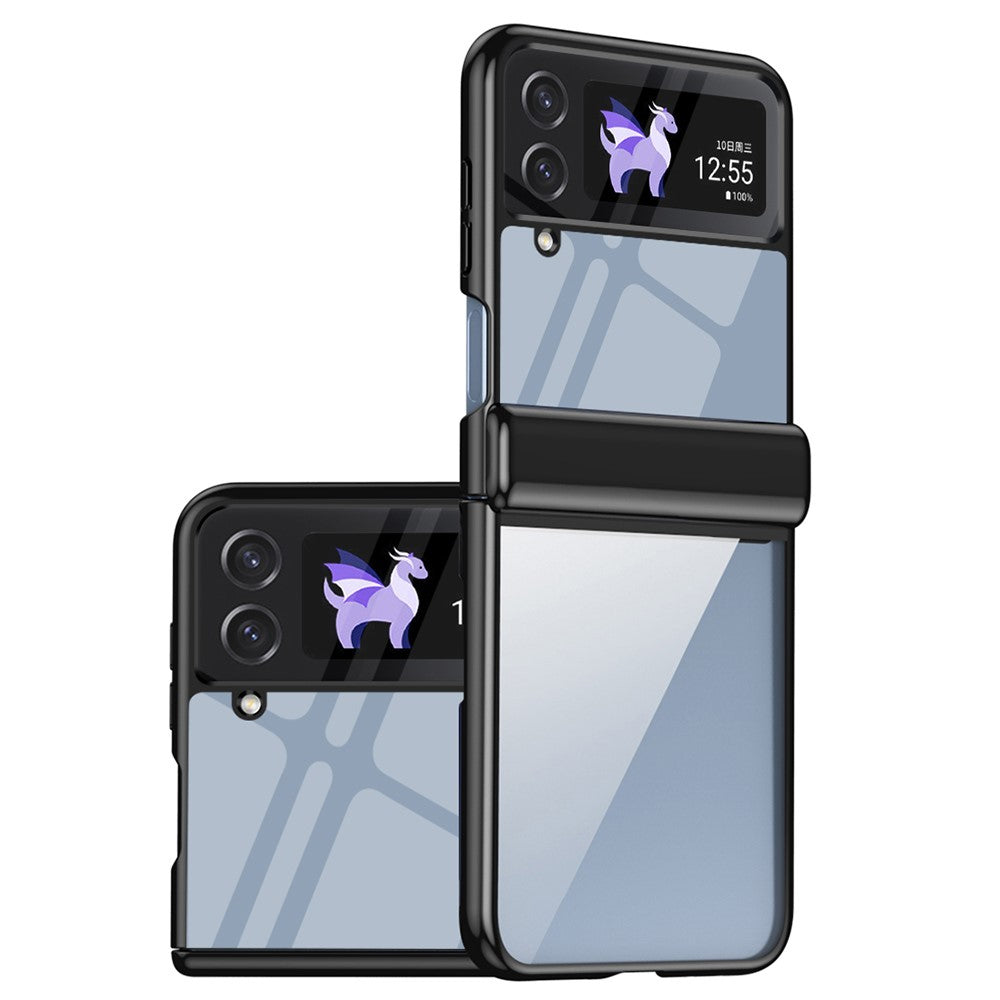For Samsung Galaxy Z Flip3 5G Case Electroplating Transparent PC Phone Cover with Hinge