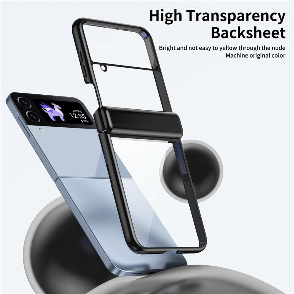 For Samsung Galaxy Z Flip3 5G Case Electroplating Transparent PC Phone Cover with Hinge