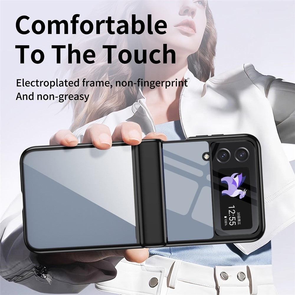 For Samsung Galaxy Z Flip3 5G Case Electroplating Transparent PC Phone Cover with Hinge