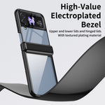 For Samsung Galaxy Z Flip3 5G Case Electroplating Transparent PC Phone Cover with Hinge