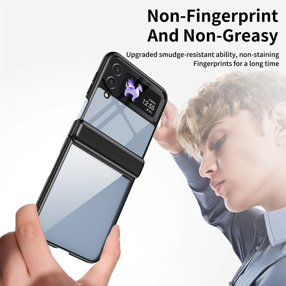 For Samsung Galaxy Z Flip3 5G Case Electroplating Transparent PC Phone Cover with Hinge
