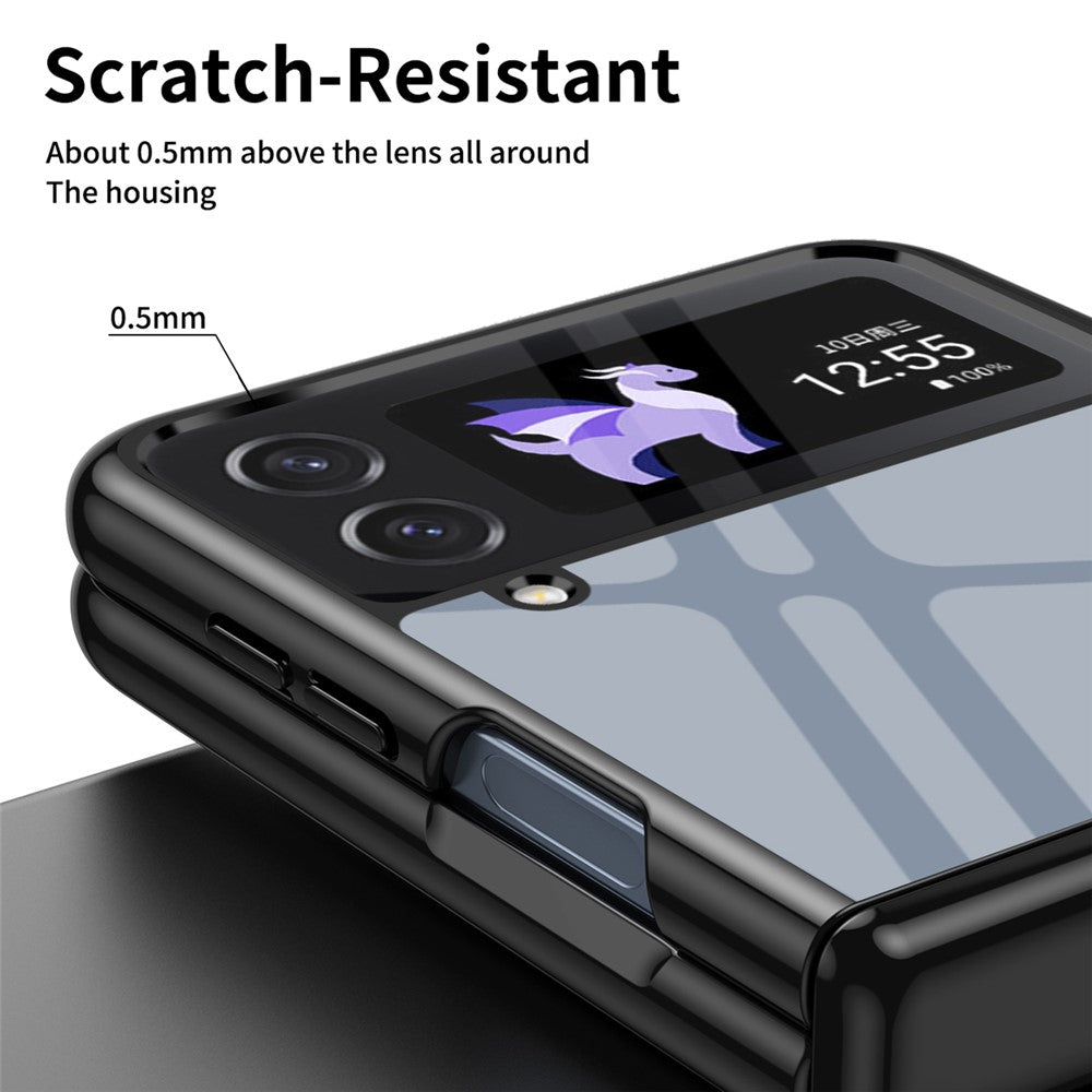 For Samsung Galaxy Z Flip3 5G Case Electroplating Transparent PC Phone Cover with Hinge