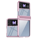 For Samsung Galaxy Z Flip3 5G Case Electroplating Transparent PC Phone Cover with Hinge
