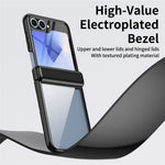 For Samsung Galaxy Z Flip7 FE 5G / Z Flip6 5G Case with Rear Screen Film Hinge Protection Electroplating Clear PC Phone Cover